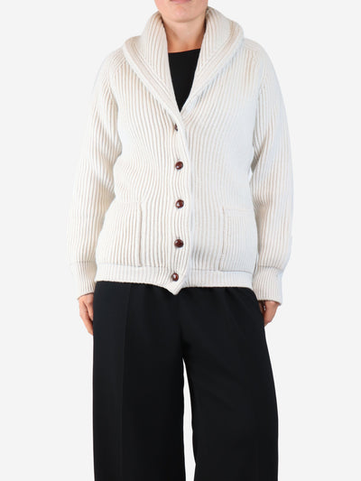 White ribbed shawl cardigan - size M Knitwear Crimson 