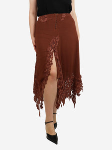 Acne Studio Brown lace midi skirt - size UK 8