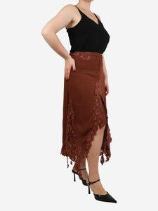 Acne Studio Brown lace midi skirt - size UK 8