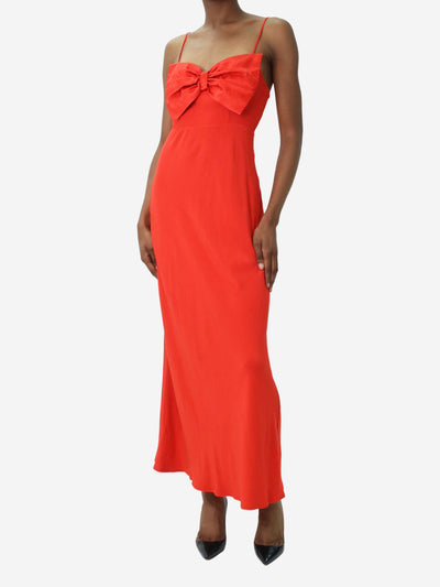 Red Leanna bow-detailed satin and crepe de chine maxi dress - size XS Dresses Rixo