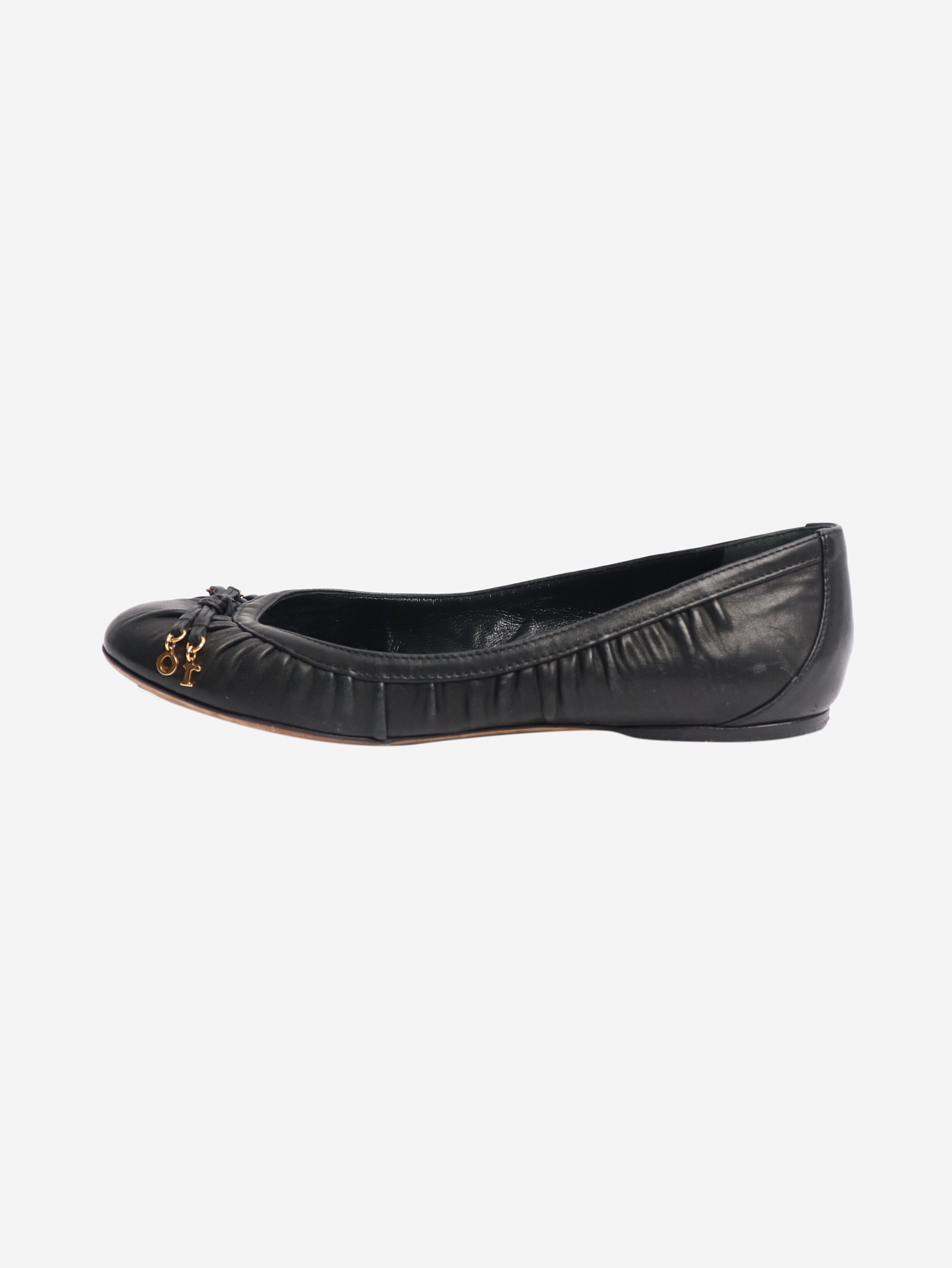 Black leather ballet flats - size EU 37 (UK 4) Flat Shoes Dior 