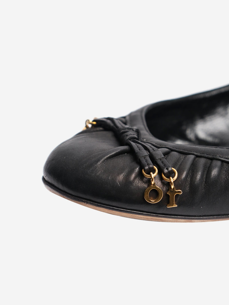 Black leather ballet flats - size EU 37 (UK 4) Flat Shoes Dior 