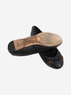 Black leather ballet flats - size EU 37 (UK 4) Flat Shoes Dior 