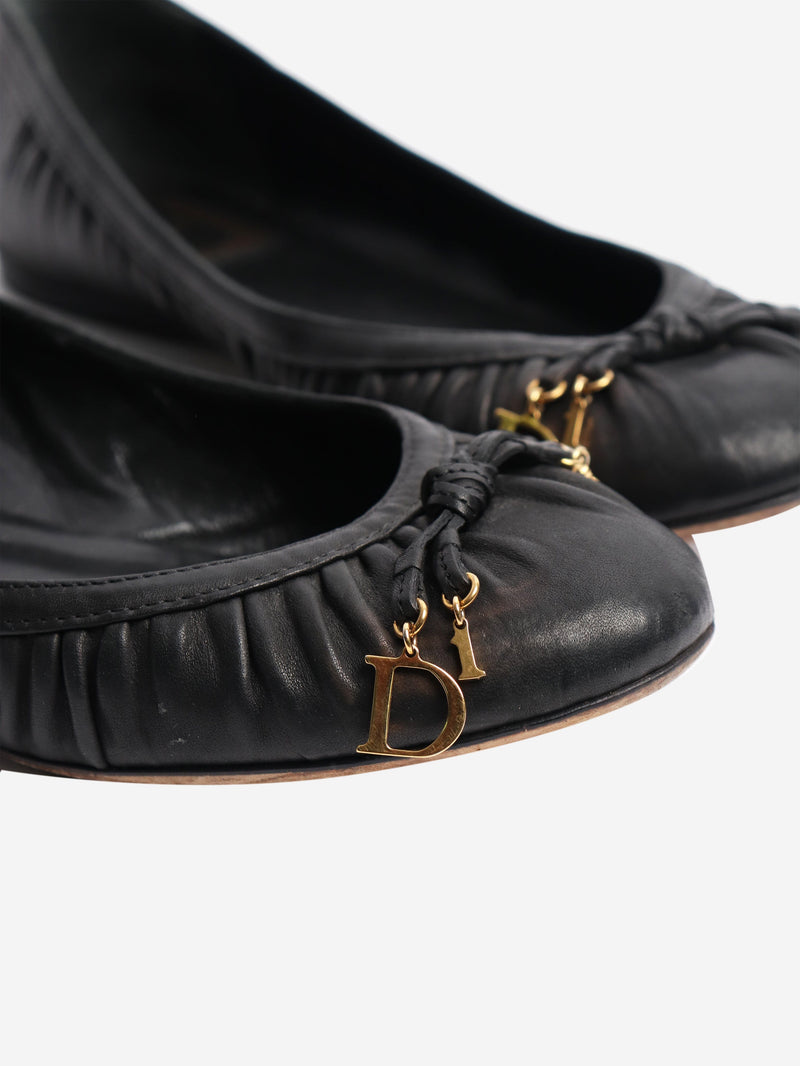 Black leather ballet flats - size EU 37 (UK 4) Flat Shoes Dior 