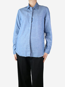 Proenza Schouler Blue frayed cotton shirt - size UK 8