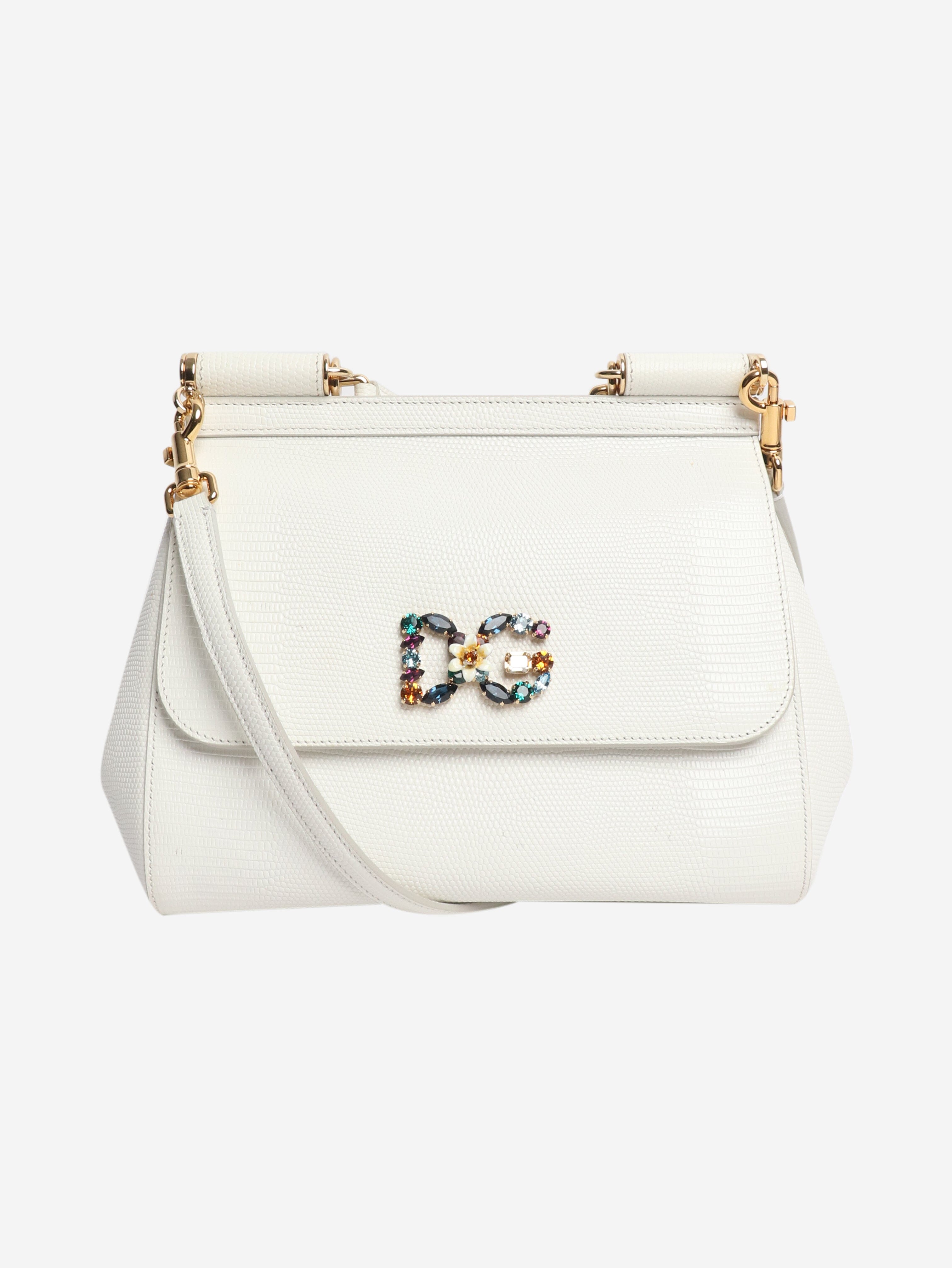 White diamante-logo top handle bag Bags Dolce & Gabbana 