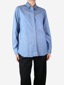 Proenza Schouler Blue frayed cotton shirt - size UK 8