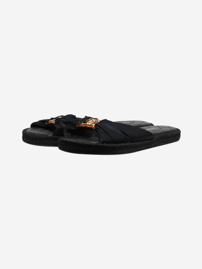 Black satin CC sandals - size EU 40 Flat Sandals Chanel 