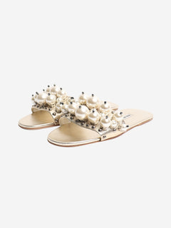 Miu Miu Gold pearl slides - size EU 37.5 (UK 4.5) Flat Sandals Miu Miu 