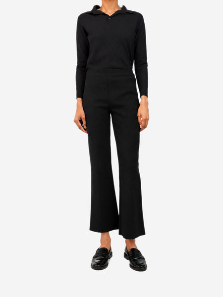 Black stretch-cotton flared pants - size M alternate image