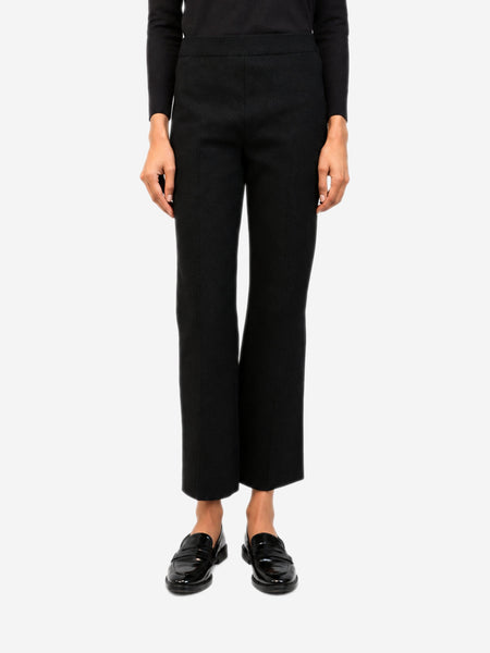 Black stretch-cotton flared pants - size M product image