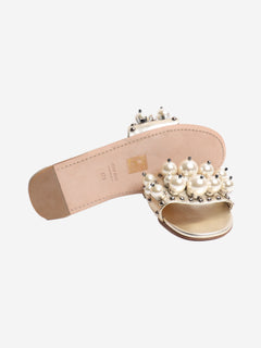 Miu Miu Gold pearl slides - size EU 37.5 (UK 4.5) Flat Sandals Miu Miu 