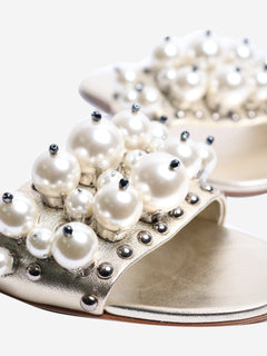 Miu Miu Gold pearl slides - size EU 37.5 (UK 4.5) Flat Sandals Miu Miu 