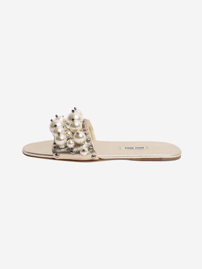 Miu Miu Gold pearl slides - size EU 37.5 (UK 4.5) Flat Sandals Miu Miu 