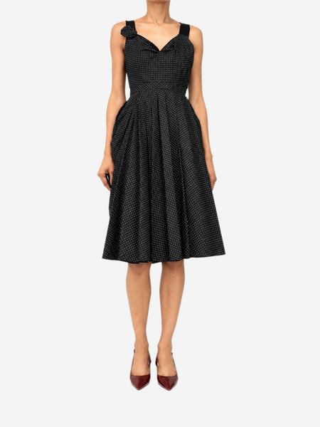Black and green micro polka dot slip dress - size UK 6 product image