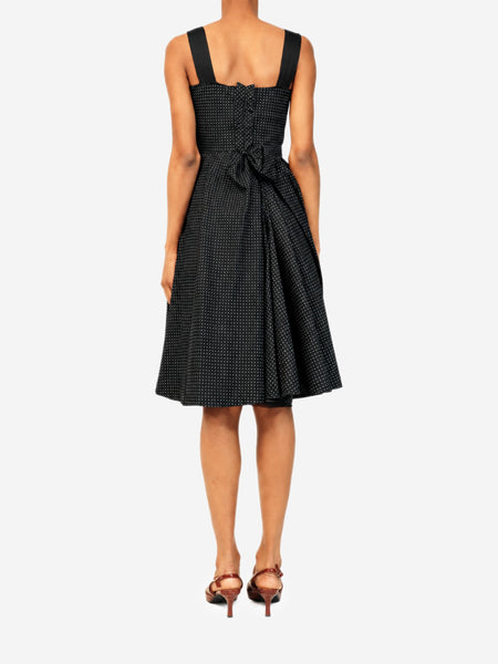 Black and green micro polka dot slip dress - size UK 6 alternate image