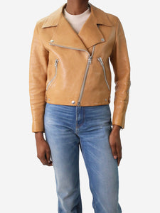 Acne Studios Brown Leather jacket with zips - size EU 34