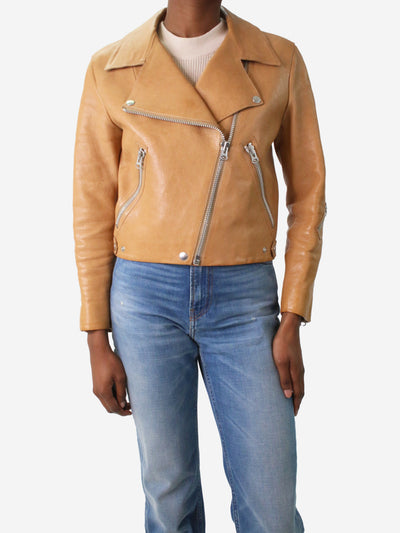 Brown Leather jacket with zips - size EU 34 Coats & Jackets Acne Studios 