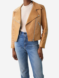 Acne Studios Brown Leather jacket with zips - size EU 34