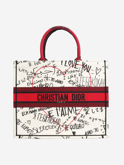 Cream and red I love you canvas tote Tote Bags Dior 