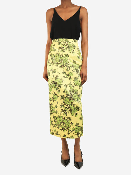 Yellow floral midi skirt - size UK 8 alternate image