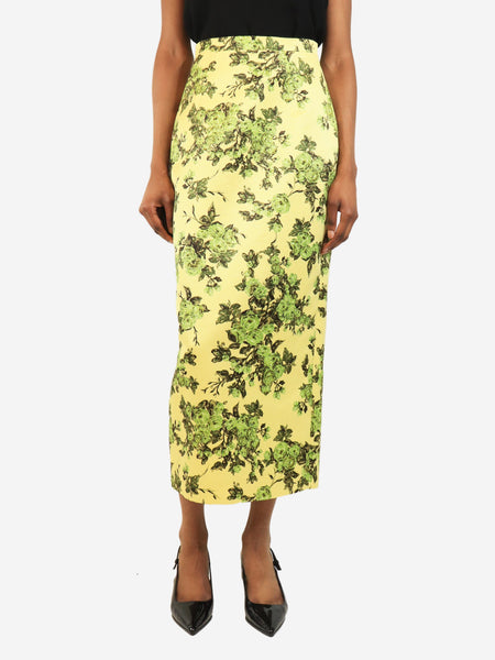 Yellow floral midi skirt - size UK 8 product image