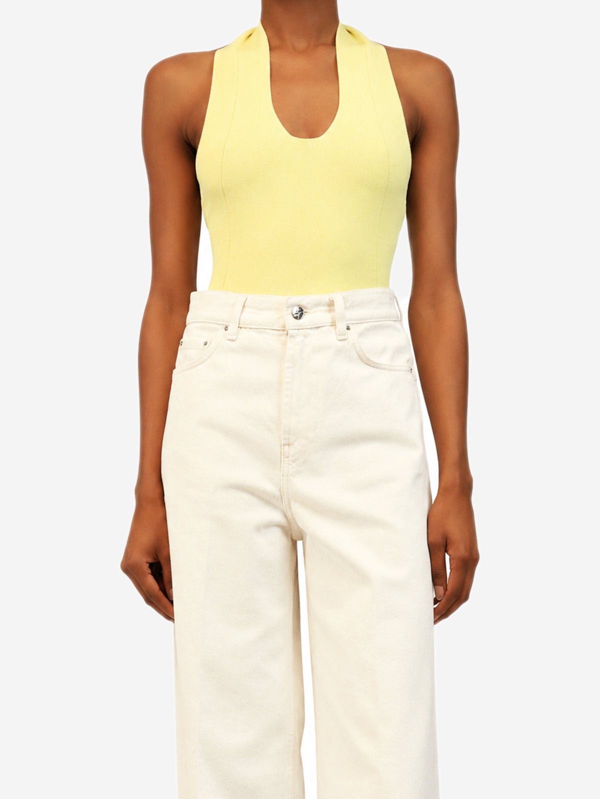Yellow Toto halterneck jersey bodysuit - size S Tops Khaite 