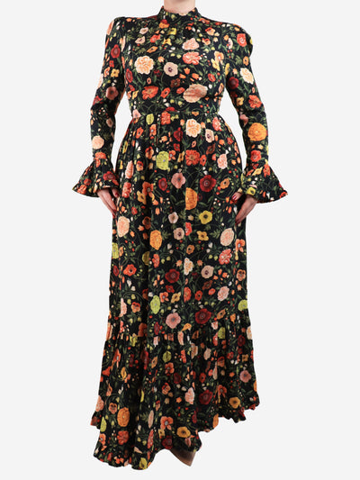 Black silk floral printed maxi dress - size M Dresses La Double J 