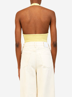 Yellow Toto halterneck jersey bodysuit - size S Tops Khaite 