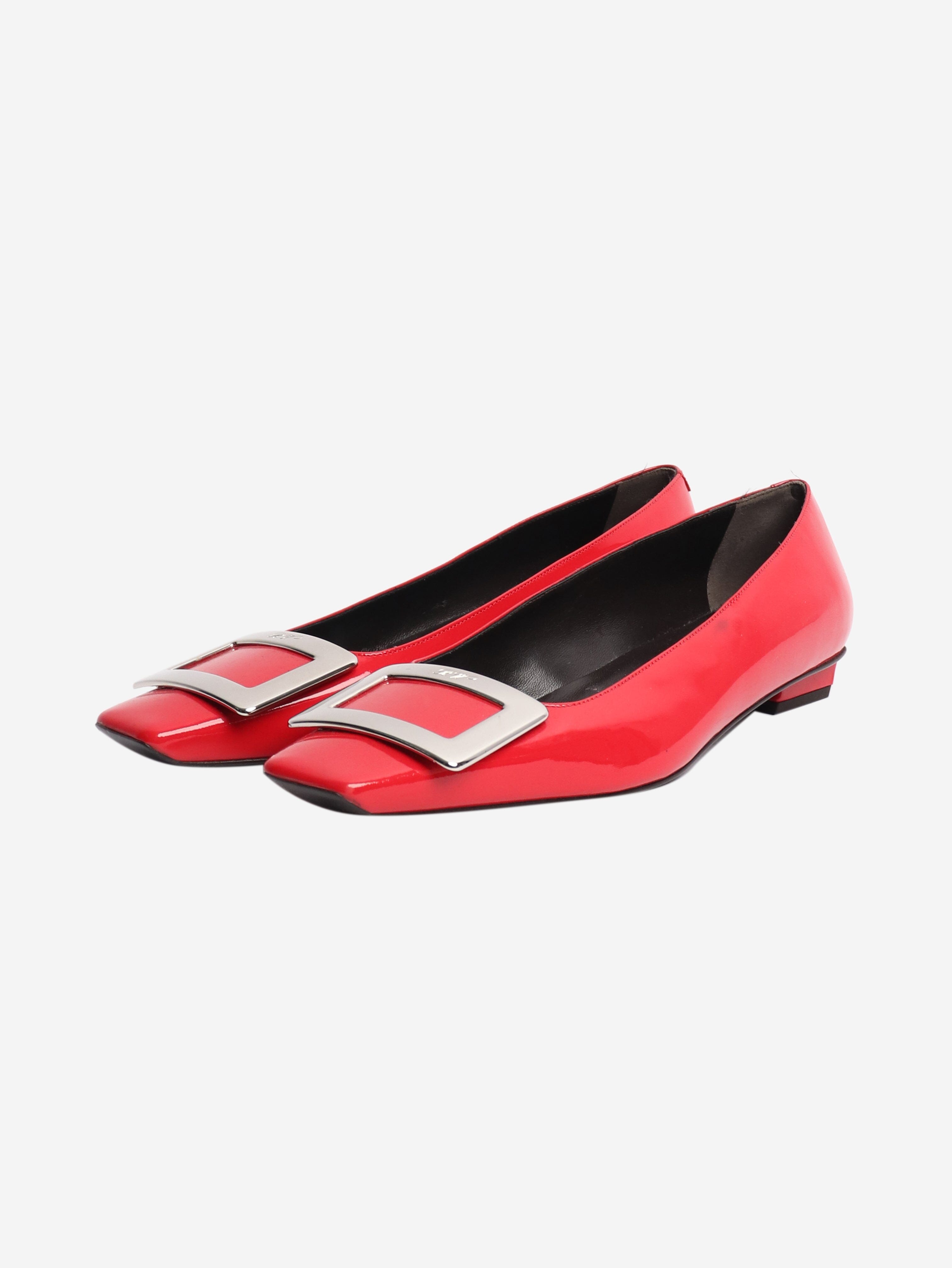 Pink buckle patent ballet flats - size UK 4 Flat Shoes Roger Vivier 