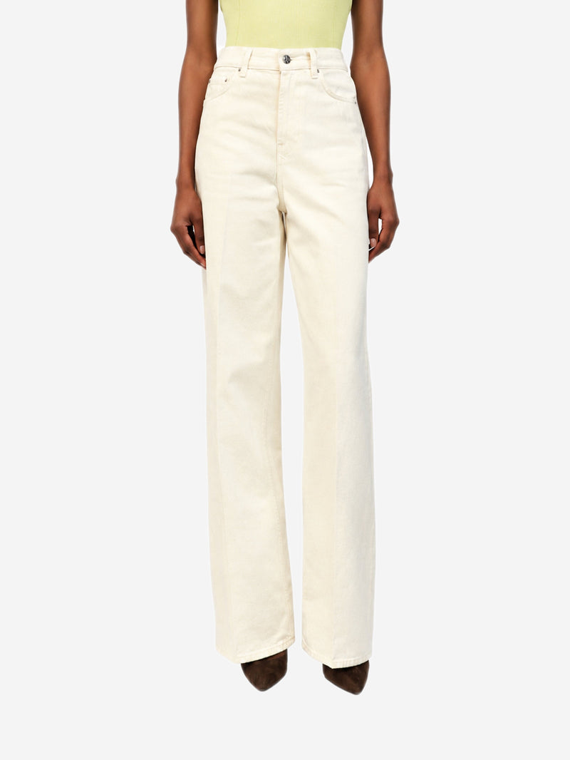 Cream wide-leg jeans - size UK 6 Trousers Toteme 