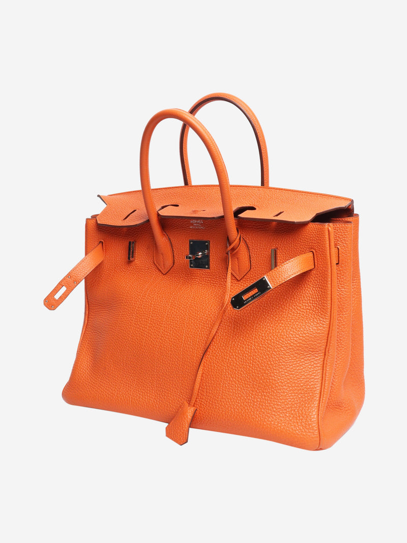 Orange 2010 Birkin 35 bag in Clemence leather Top Handle Bags Hermes 