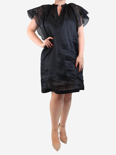 Black sheer embroidered tunic - size UK 12 Tops Max Mara 