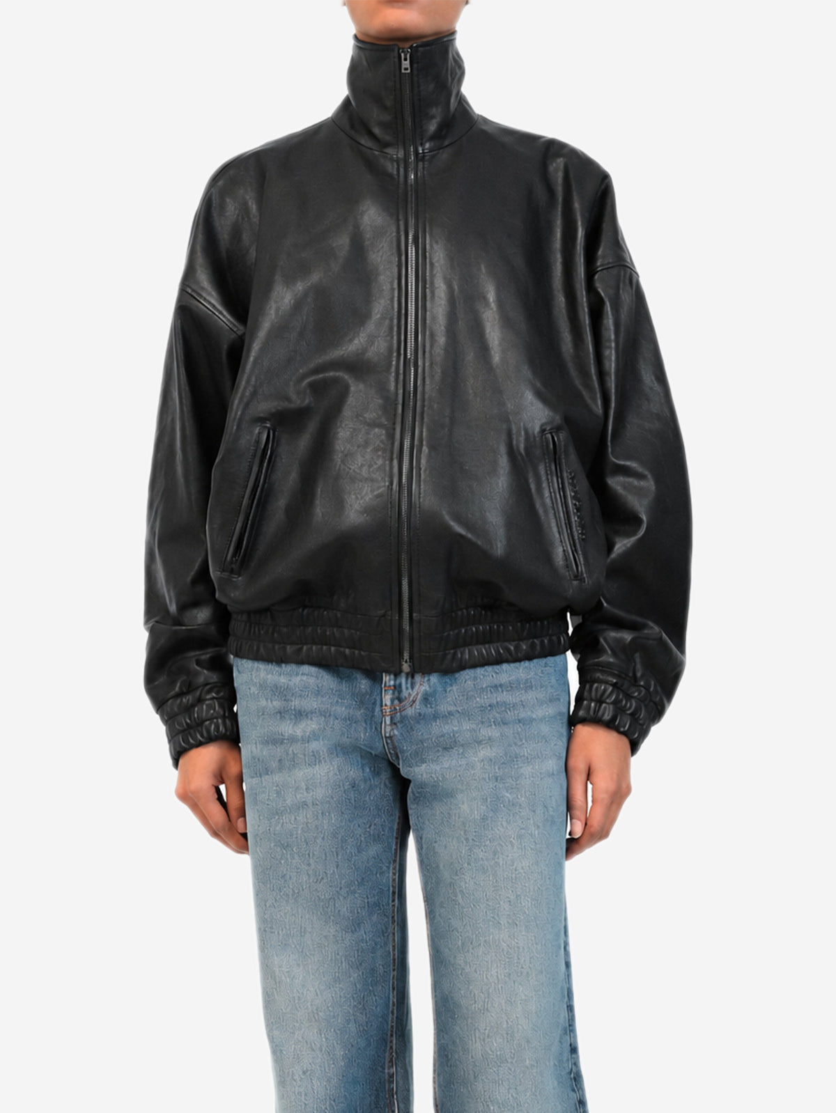 Black leather blouson jacket - size UK 6 Coats & Jackets Acne Studios 
