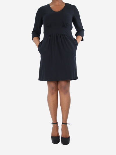 Black gathered-waist wool dress - size UK 14 Dresses Margaret Howell 