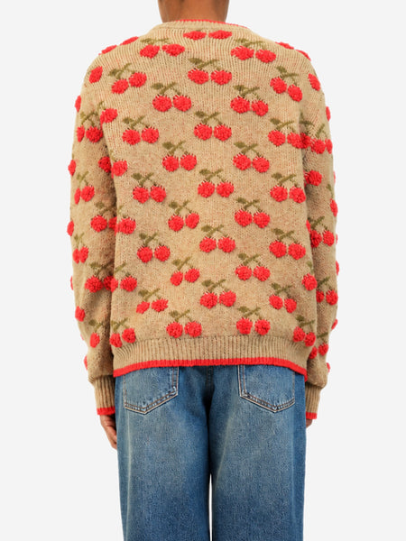 Camel and red alpaca-blend Cherry jumper - size XS alternate image
