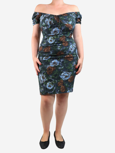 Blue floral mini dress - size UK 12 Dresses Dolce & Gabbana 