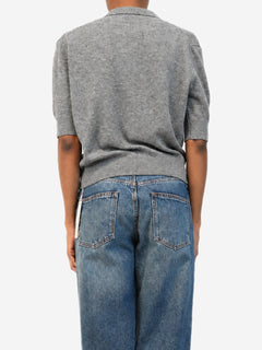 Khaite grey cashmere Shrunken Jo polo top - view 2