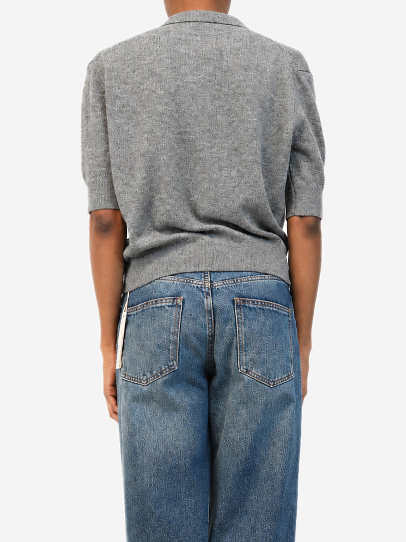 Khaite grey cashmere Shrunken Jo polo top - view 2