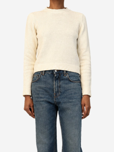 Cream cropped cashmere crew neck jumper - size XS product image