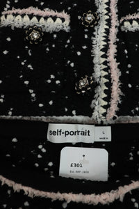 Self Portrait Black and white bejewelled knit cardigan and skirt set - size L