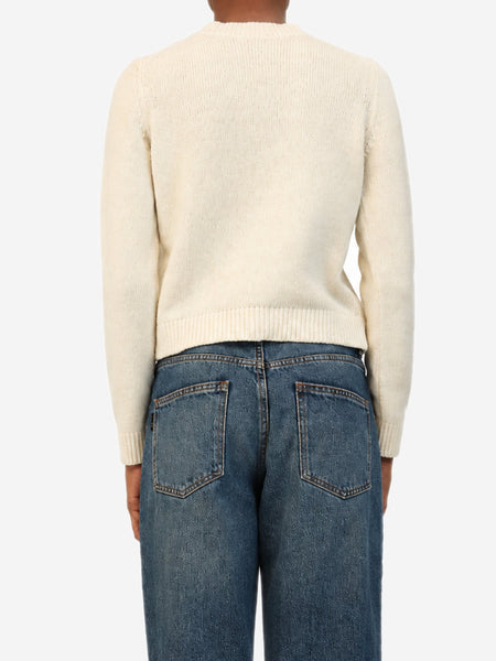 Cream cropped cashmere crew neck jumper - size XS alternate image
