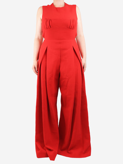 Red crepe wide-leg jumpsuit - size UK 14 Jumpsuits Emilia Wickstead 