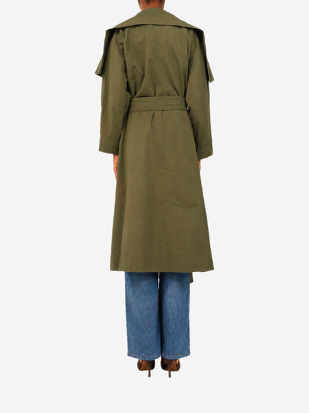 Khaki green Albatros belted trench coat - size S alternate image