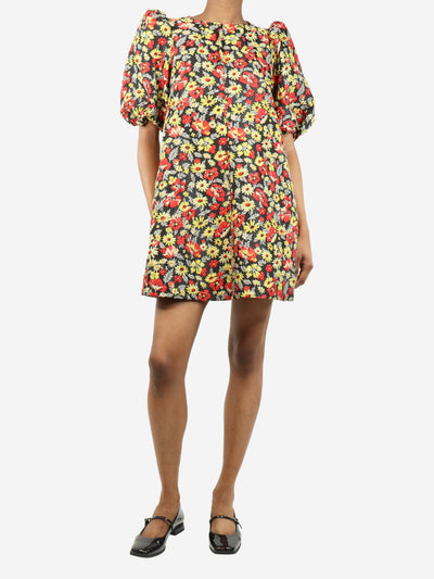 Multicoloured puff-sleeved floral dress - size UK 4 Dresses Ganni 