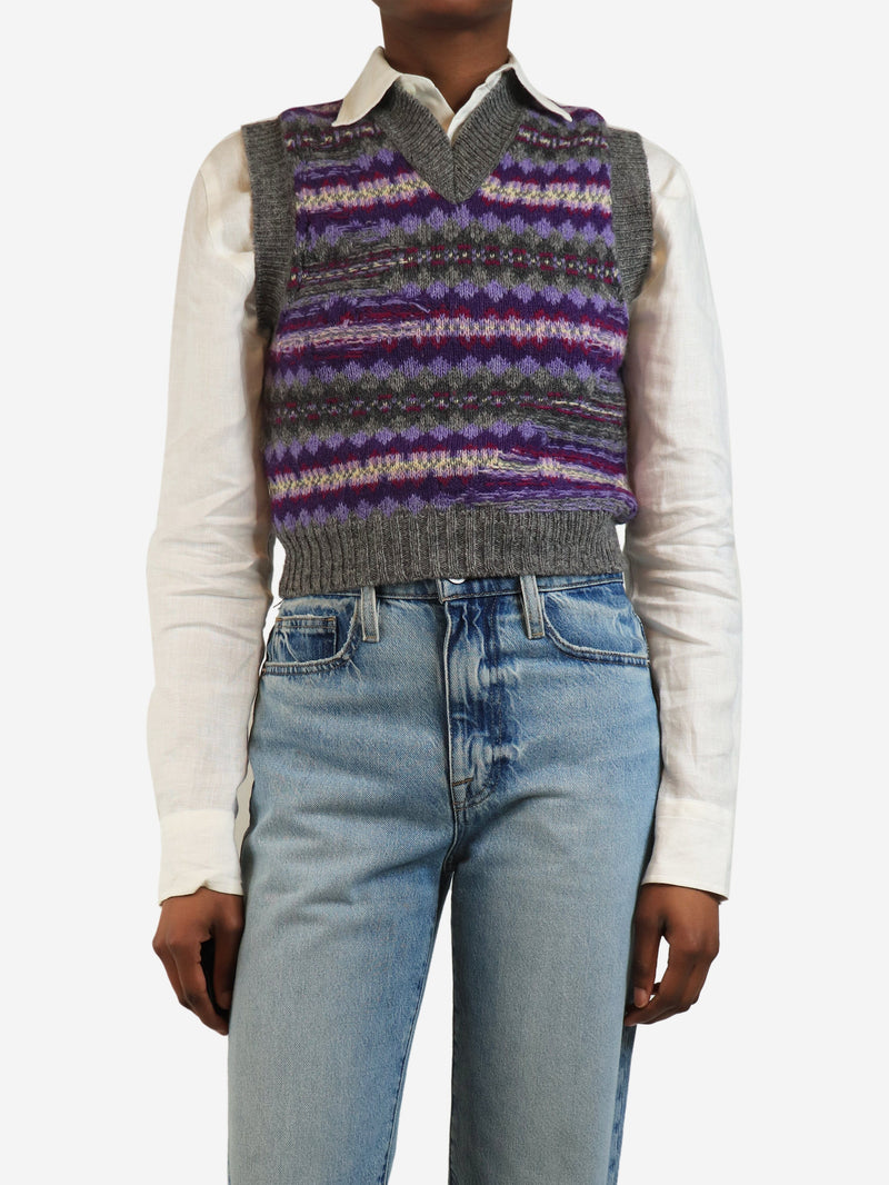 Grey and purple Korina fair isle knit vest - size XS Knitwear Acne Studios 