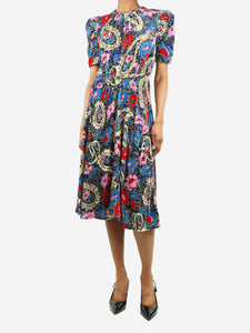 Isabel Marant Multi floral-printed velvet midi dress - size UK 6