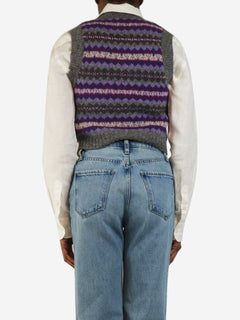 Grey and purple Korina fair isle knit vest - size XS Knitwear Acne Studios 