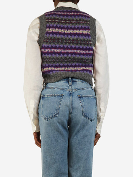Grey and purple Korina fair isle knit vest - size XS alternate image