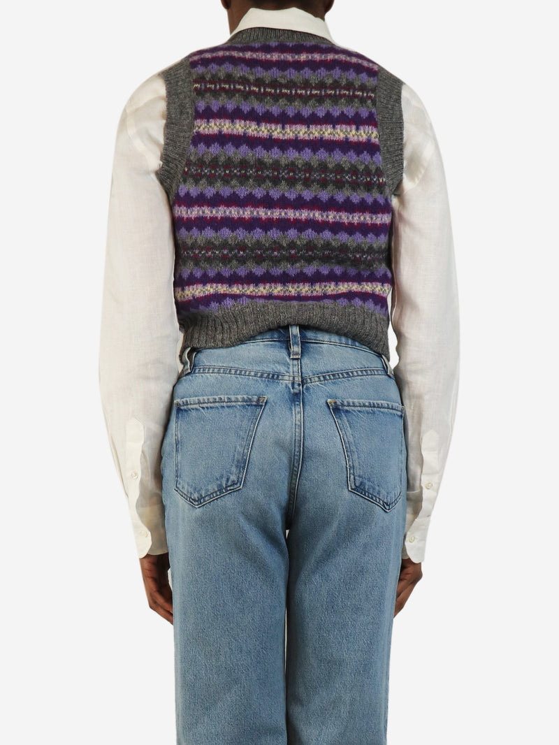 Grey and purple Korina fair isle knit vest - size XS Knitwear Acne Studios 